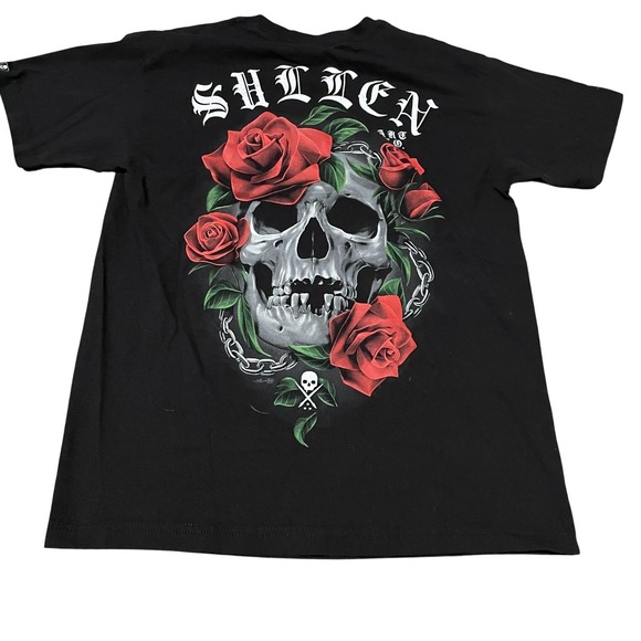 Sullen Art Collective Other - Sullen Art Collective Mens Black Skull and Roses Graphic T-Shirt Medium Tattoo